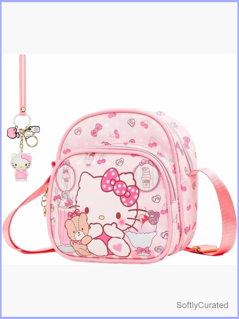 Mini Crossbody Purse Cartoon Design Pu Leather Messenger Bag Adjustable Strap